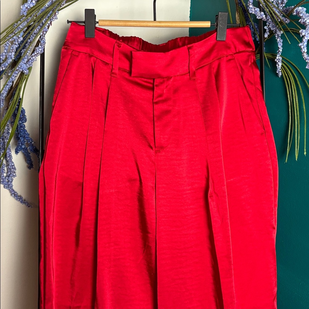 a new day Vibrant Red High-Waist Pleated Trousers - Picture 3 of 6
